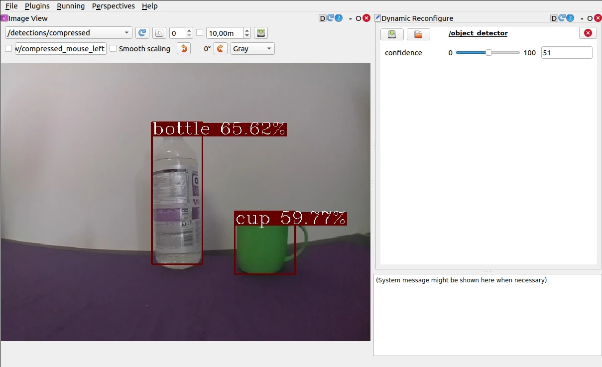 bottle and cup with drawn detection rectangles