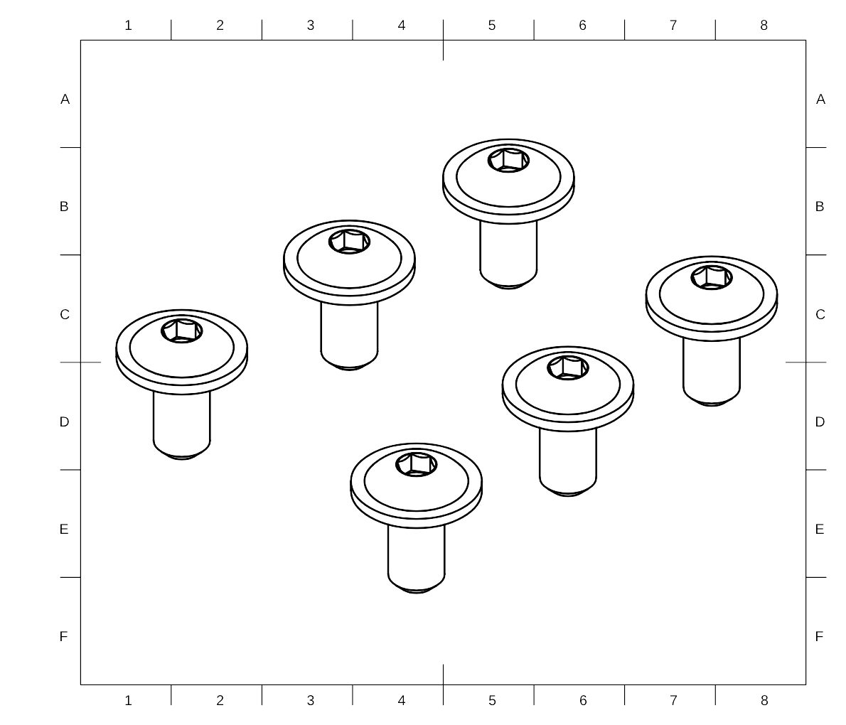 6x rounded M5x10 screw