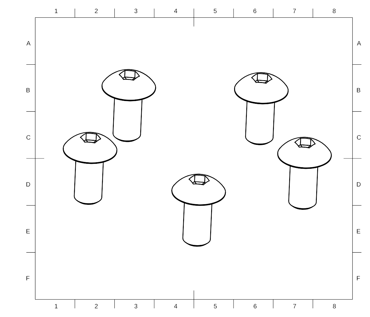 5x rounded M4x8 screw