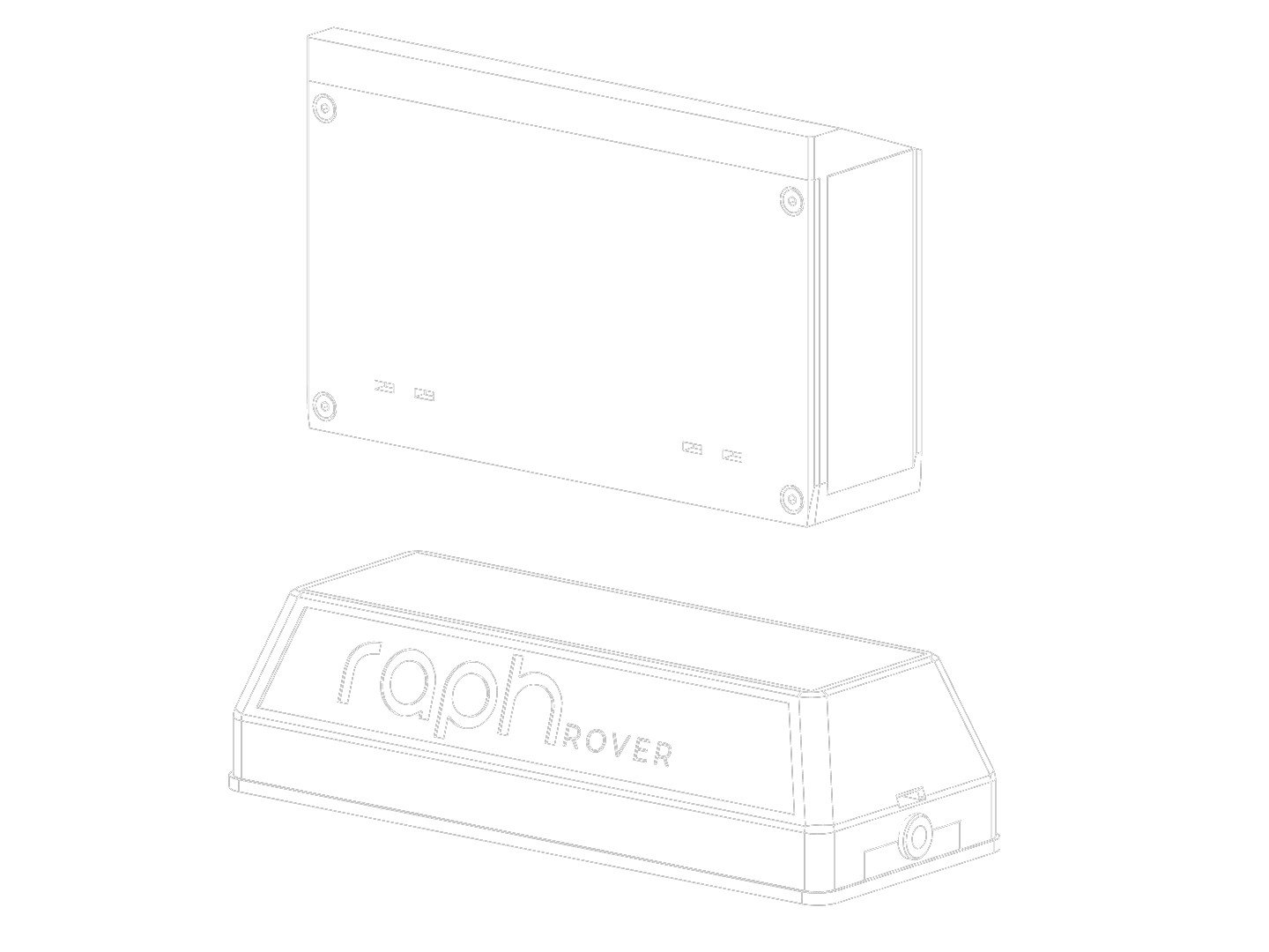 Raph Rover battery dock with battery pack hovering above it