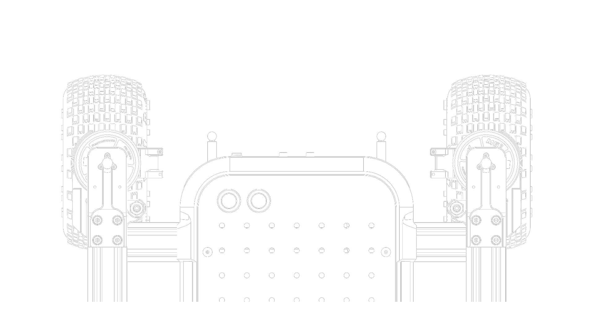 Top down view of the Raph Rover, with arrows next to the turning motors, showcasing movement during calibration