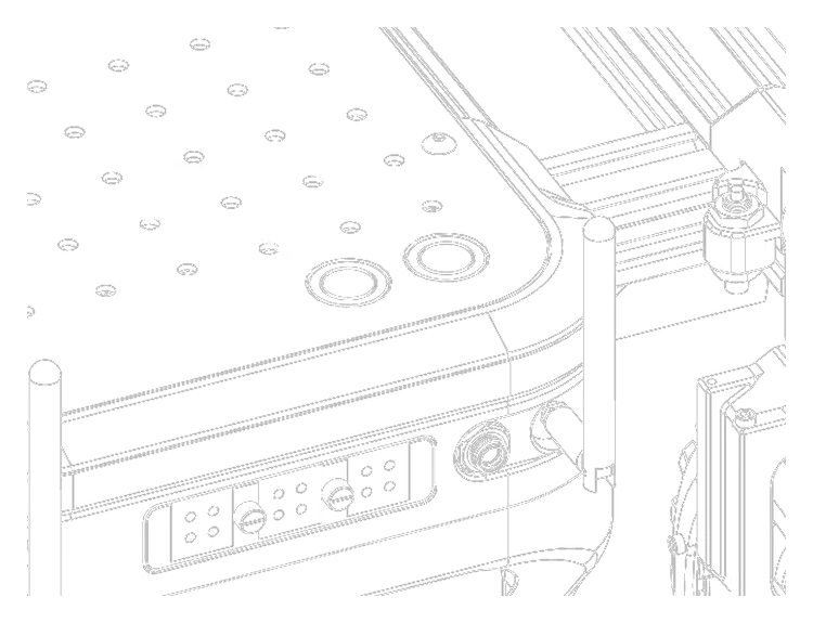 Diagram with arrows pointing to the buttons of Rapha Rover, showing power and multifunctional buttons